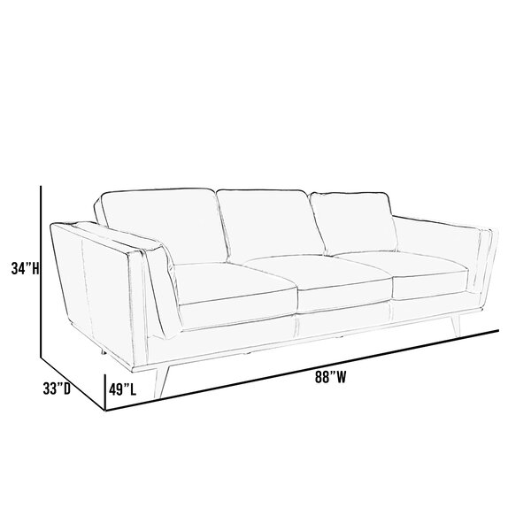 Lidia 88'' Genuine Leather Square Arm Sofa