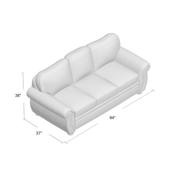 Ethridge 84'' Genuine Leather Rolled Arm Sofa