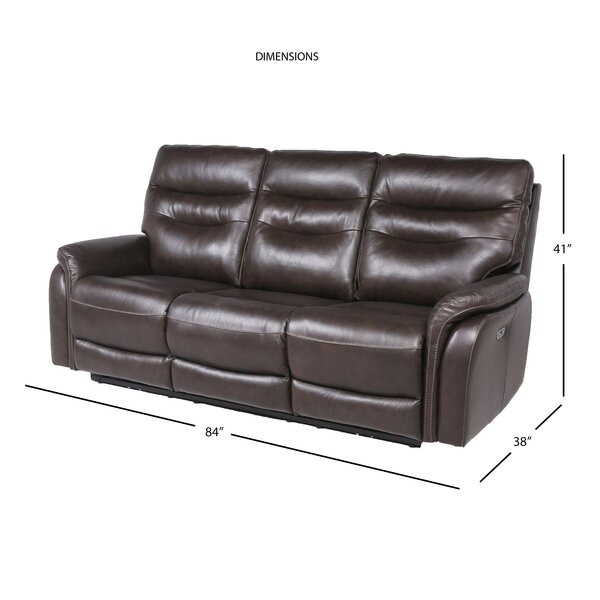 Aonghus 84'' Leather Match Pillow Top Arm Reclining Sofa